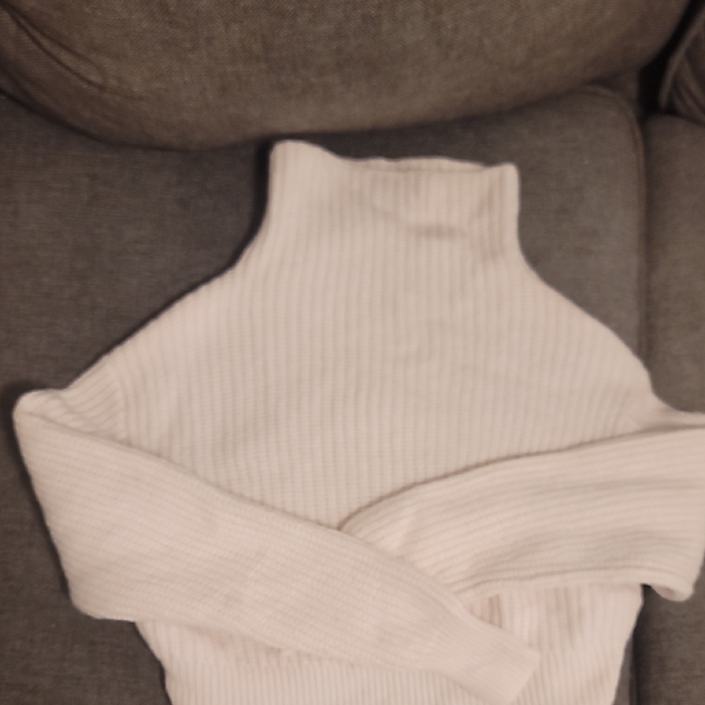 Wilfred Cream Ribbed Turtleneck Sweater